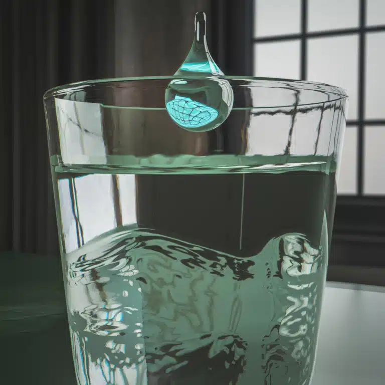 verre d'eau qui a été contaminé par des éléments nuisibles