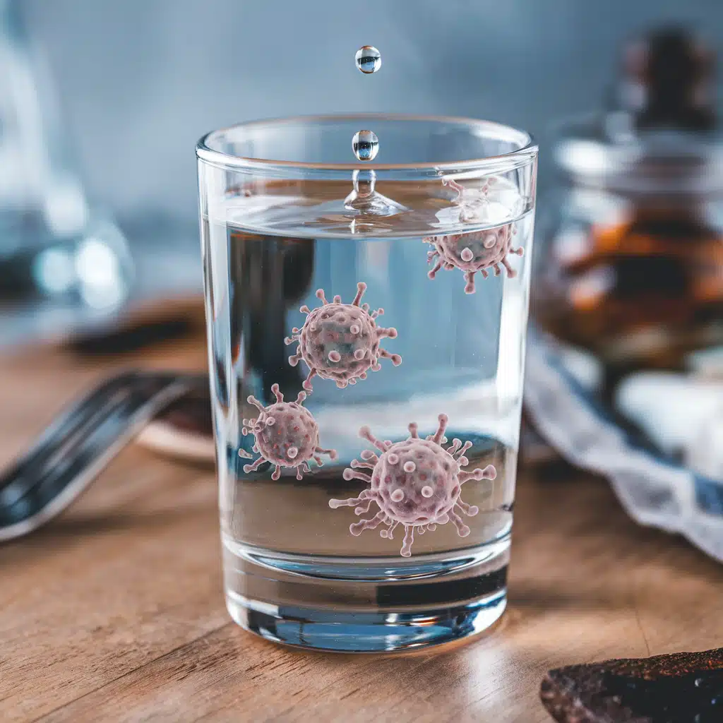 image d'un verre d'eau contaminé par des éléments nuisibles du a la non utilisations d'un purificateur d'eau