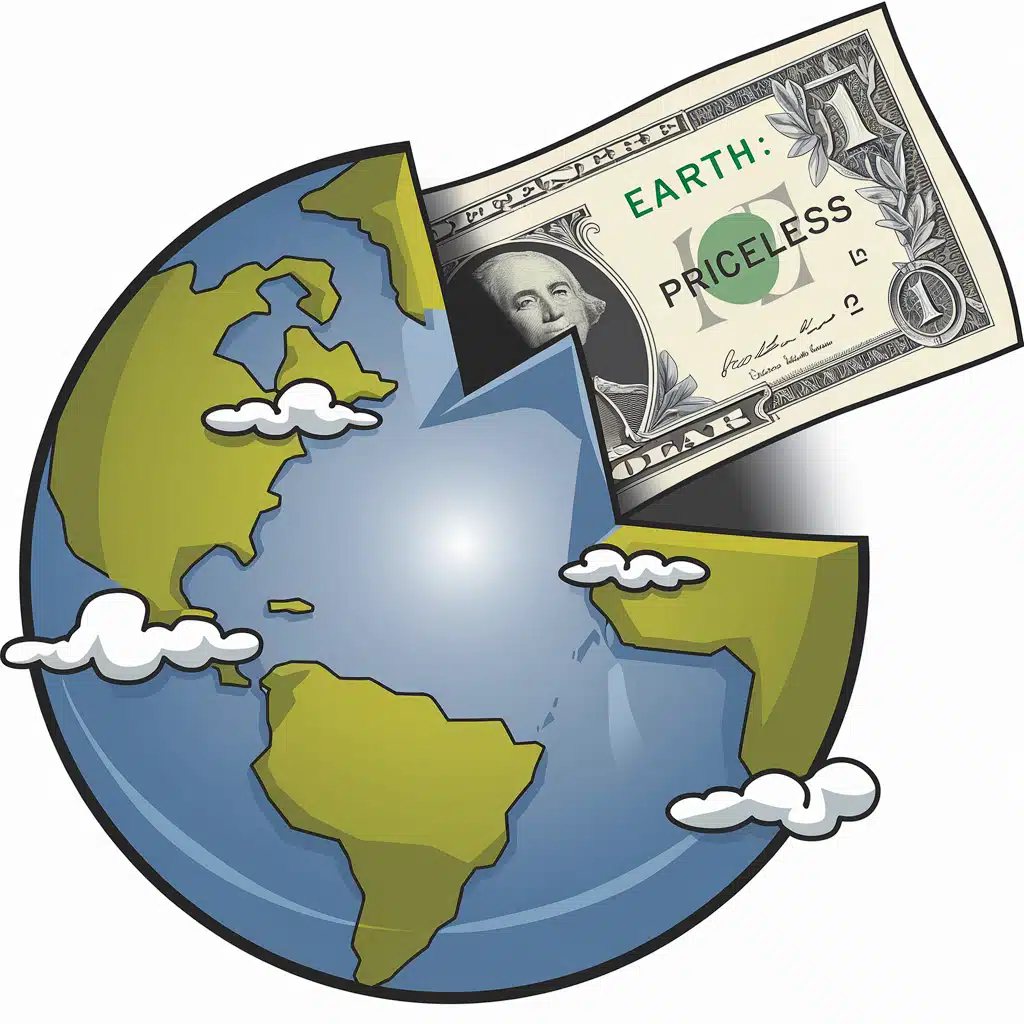image d'une terre avec un billet cela signifie les avantage que ont peut avoir en adoucissant son eau , une terre en meilleur santé et des économie
